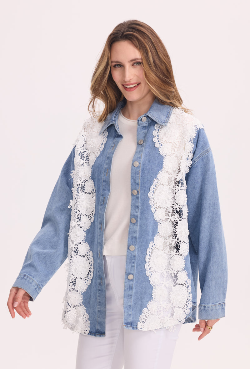 Chemise en jeans avec broderies
