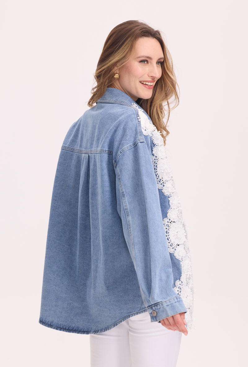 Chemise en jeans avec broderies