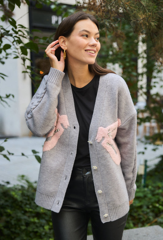 Cardigan avec ruban fantaisie